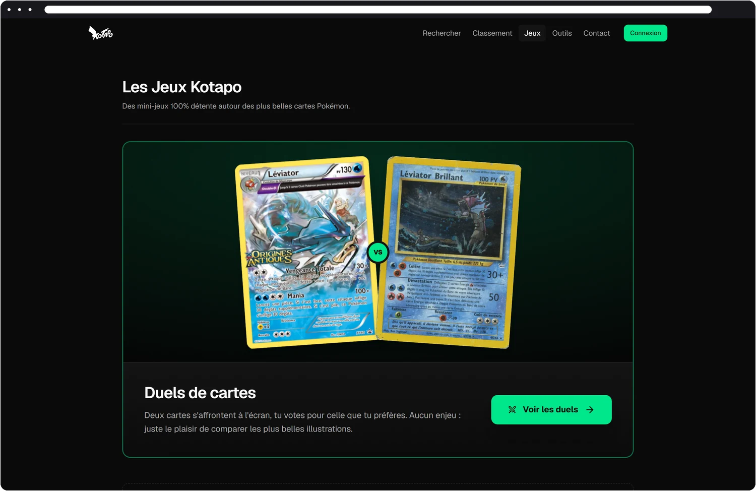 Les jeux Kotapo : duels de cartes