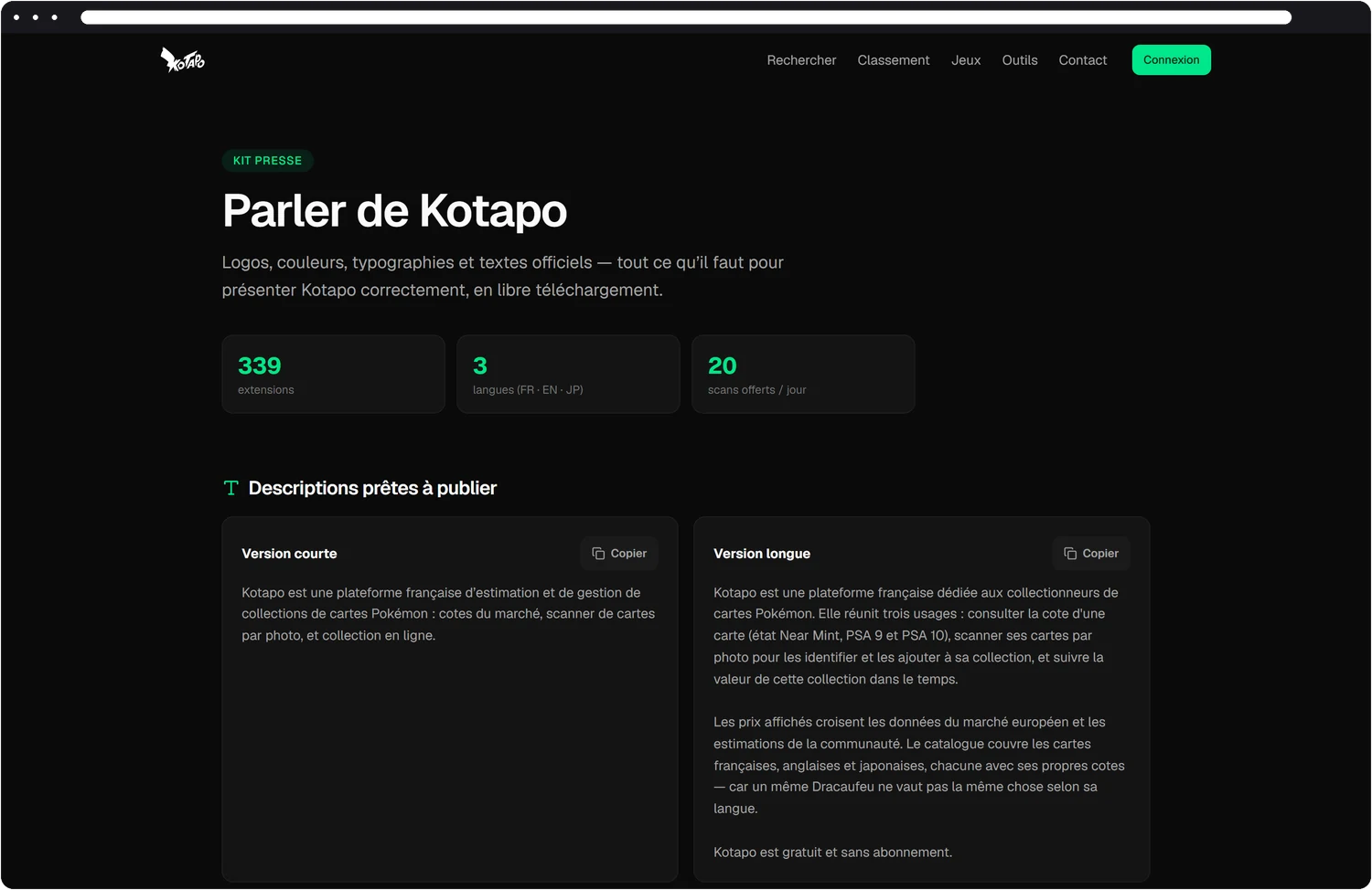 Le kit de presse public de Kotapo